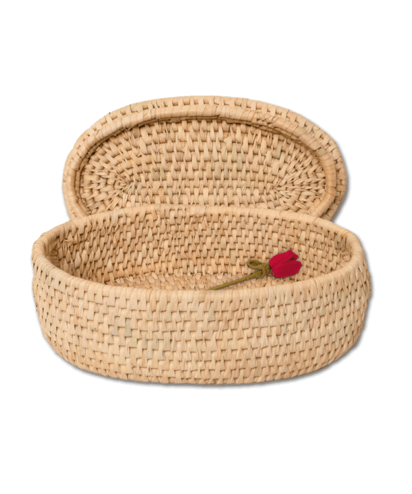 Date Leaves Handwoven woven Oval Basket with Lid