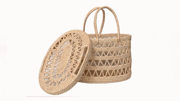 Handmade Date Leaf Basket with Lid - Image 2