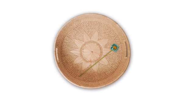 Round woven tray with handles - Image 2
