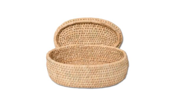 Date Leaves Handwoven woven Oval Basket with Lid - Image 3