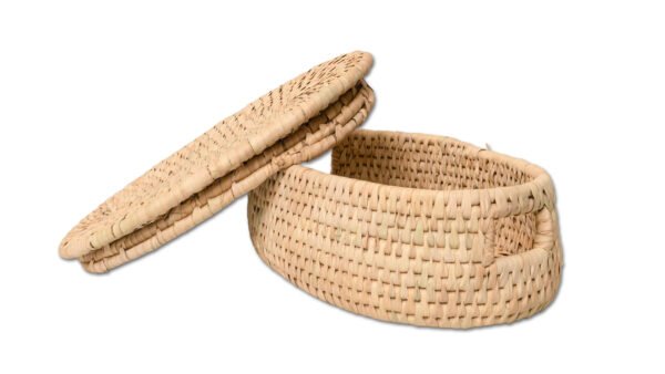 Date Leaves Handwoven woven Oval Basket with Lid - Image 2